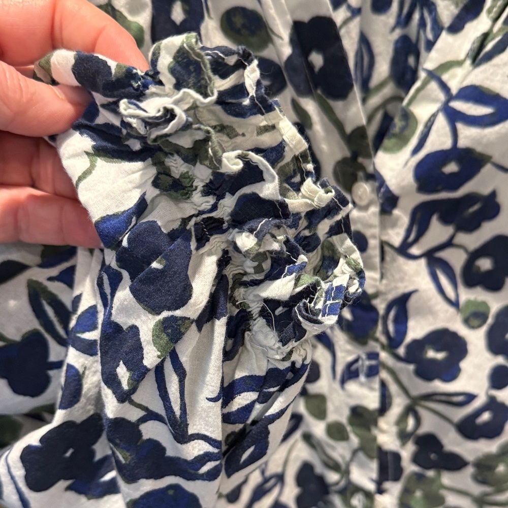 Velvet by Graham & Spencer Navy and Olive Floral Blouse - Picture 3 of 5